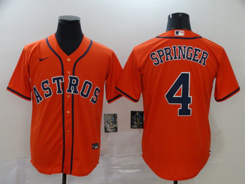 Men Houston Astros #4 Springer Orange Nike Game MLB Jerseys